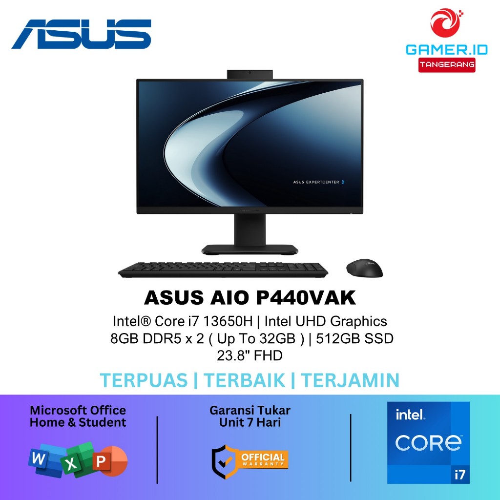PC Asus AIO P440VAT B7850WS i7 13620H 8GB 512GB SSD LAYAR 23.8" FulL HD  - Garansi Resmi Indonesia