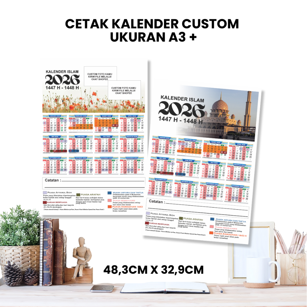 

KALENDER ISLAM 2026 A3+| KALENDER ISLAM PUASA SUNNAH | KALENDER DINDING CUSTOM ISLAM