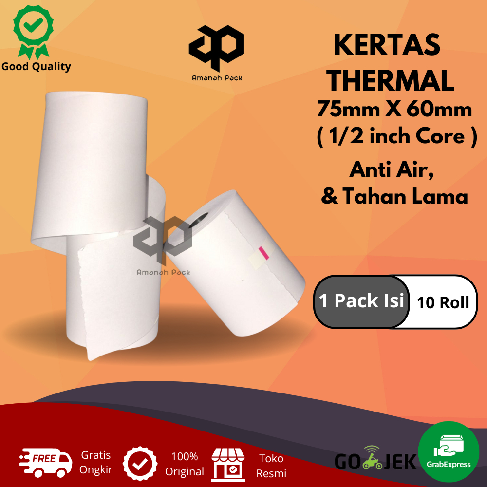 

Kertas Struk Kasir Rangkap 1 Ply NCR 76x60, 75x60 Printer Kasir, Kertas Kasir