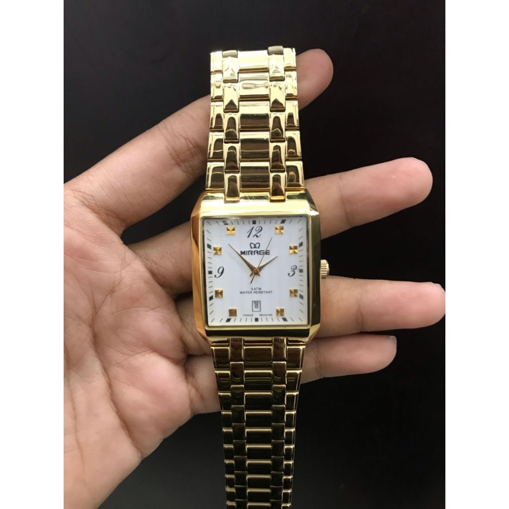 JAM TANGAN MIRAGE PETAK RANTAI GOLD