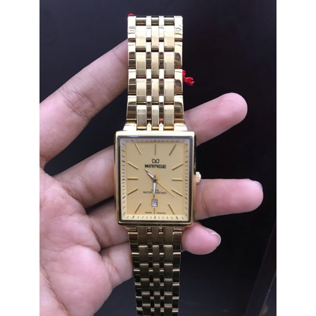 JAM TANGAN MIRAGE PETAK RANTAI GOLD