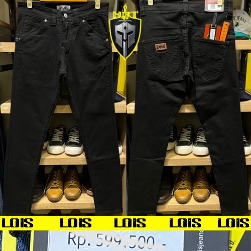 Celana Jeans Hitam Lois New Saku Miring Variasi Zipper / Celana Lois Official Store Original
