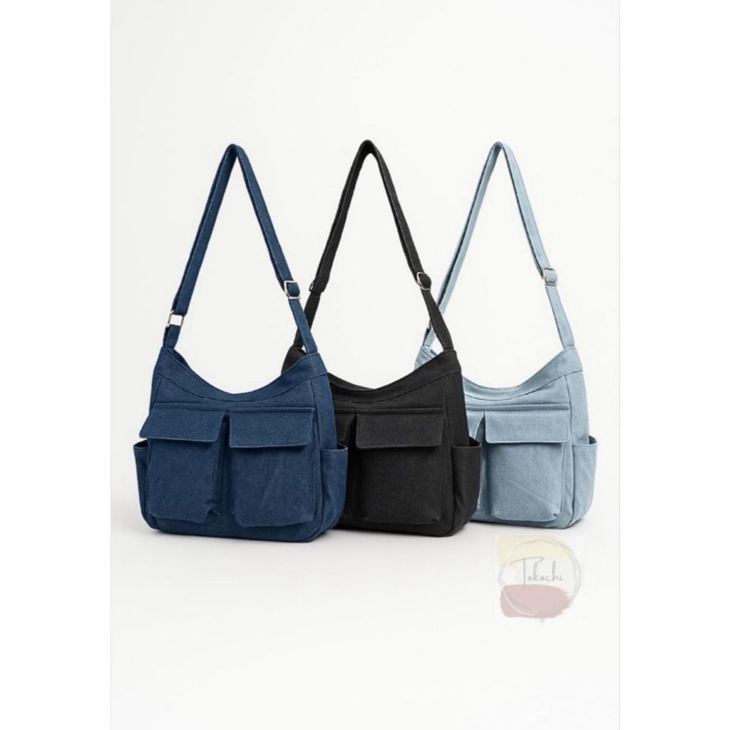 tas selempang wanita sling bag wanita dan pria unisex jeans denim premium