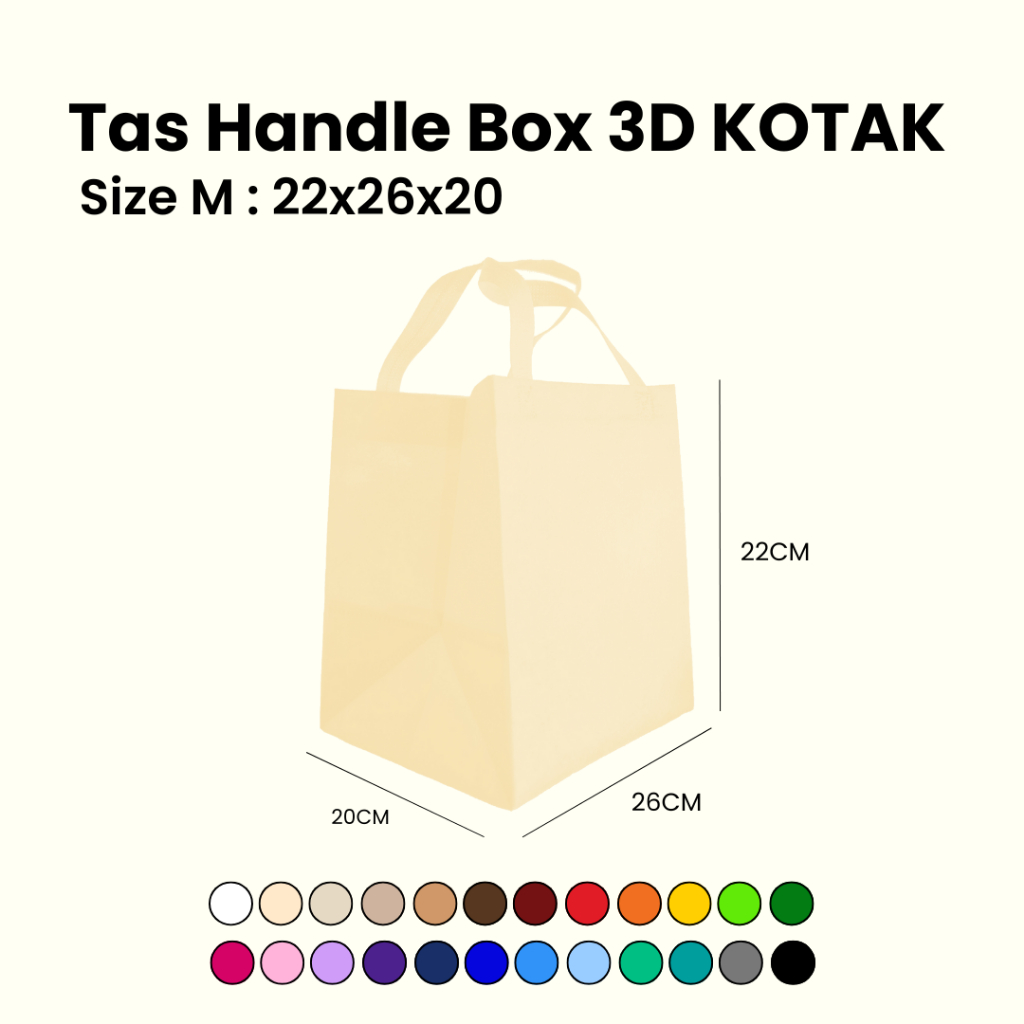 

1 LUSIN/12 PCS - Tas Spunbond Press Box 3D Kotak 22x26x20 cm Kantong Goodie Bag Dus Kue Nasi Bento Hantaran 18x18 20x20 cm