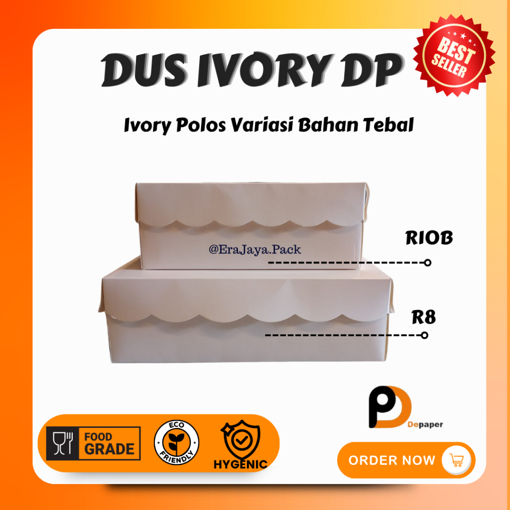 

[Min 25pcs] Dus Ivory Box Makanan\Nasi Kotak Non Laminasi Warna Putih Polos