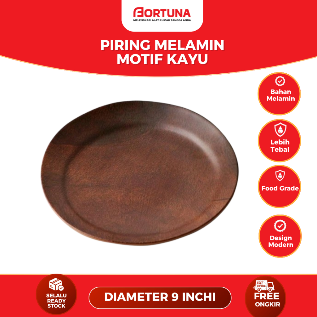 Piring Melamin Motif Kayu 9