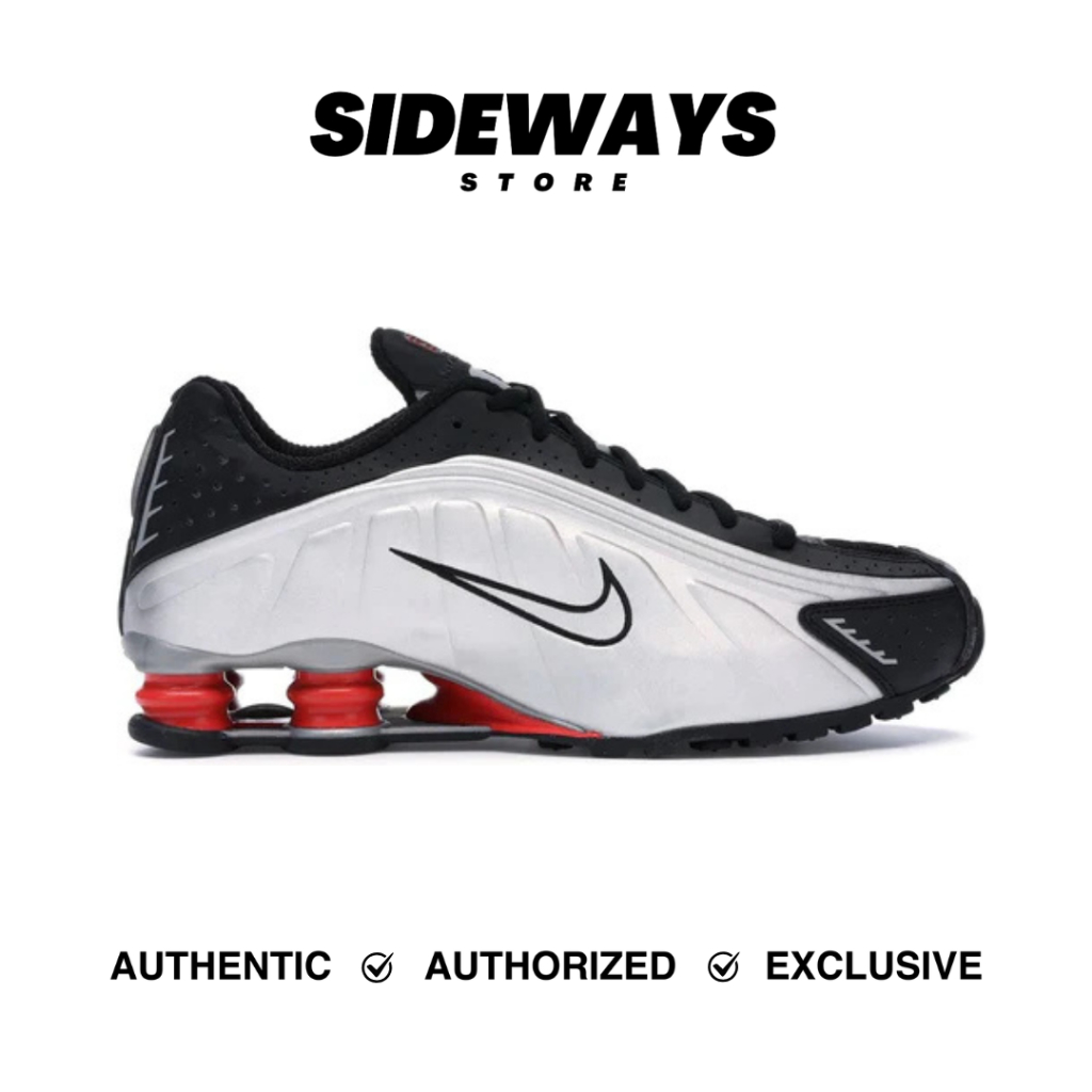 Nike Shox R4 Black Metallic Silver Red