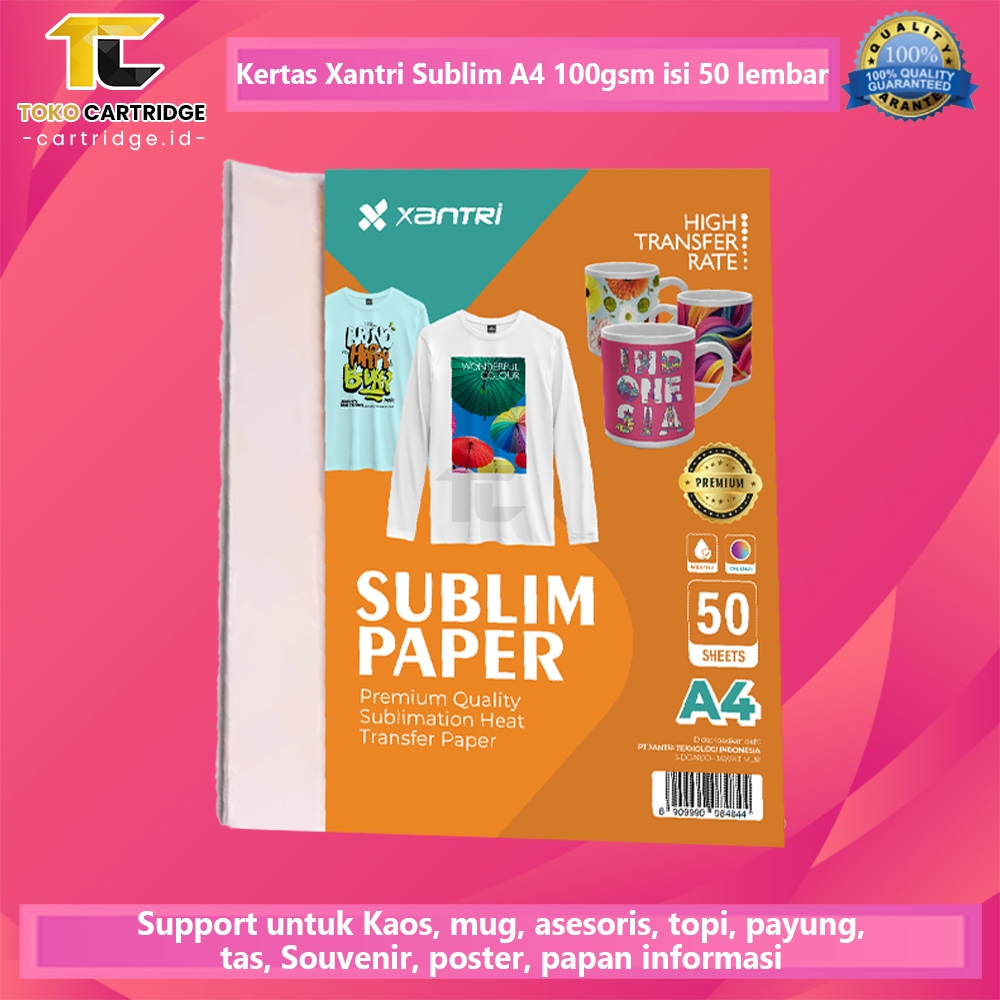 

Kertas Sablon Xantri Sublim A4 100gsm Berkualitas Tinggi Isi 50 / 20 / 100 Lembar Premium Quality Untuk Cetak Tajam Dan Tahan Lama