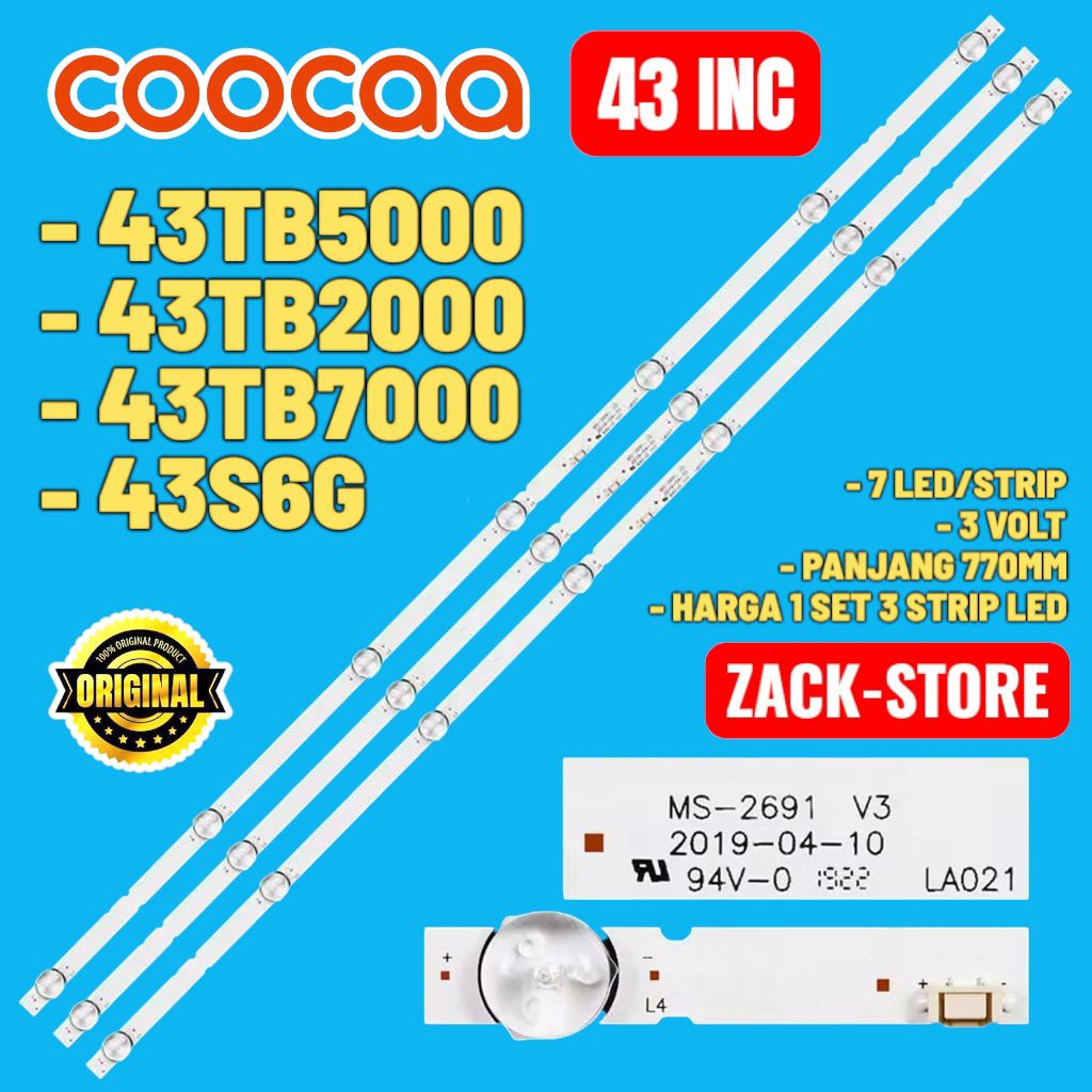 BACKLIGHT TV COOCAA 43 INC 43TB2000 43TB5000 43TB7000 43S6G