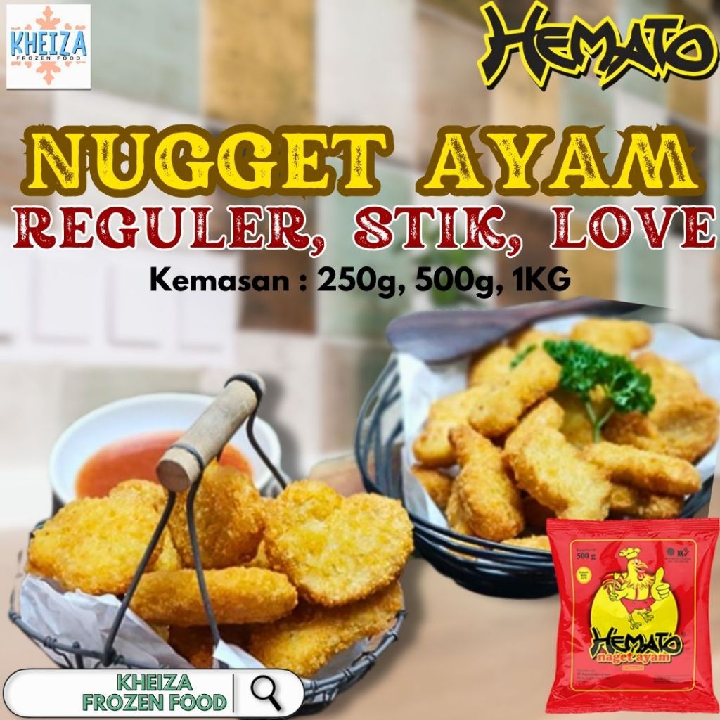 

HEMATO Chicken Nugget Reguler Stik - Naget Ayam Pack Merah 250gr - Kheiza Frozen