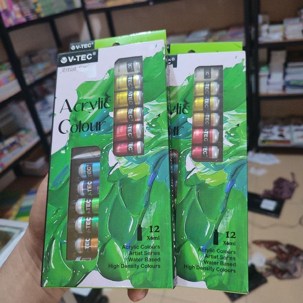 

Cat Akrilik - Cat Acrylic V-Tec 12 Warna 6 ml Acrilic Colours Cat Akrilic Melukis Kanvas