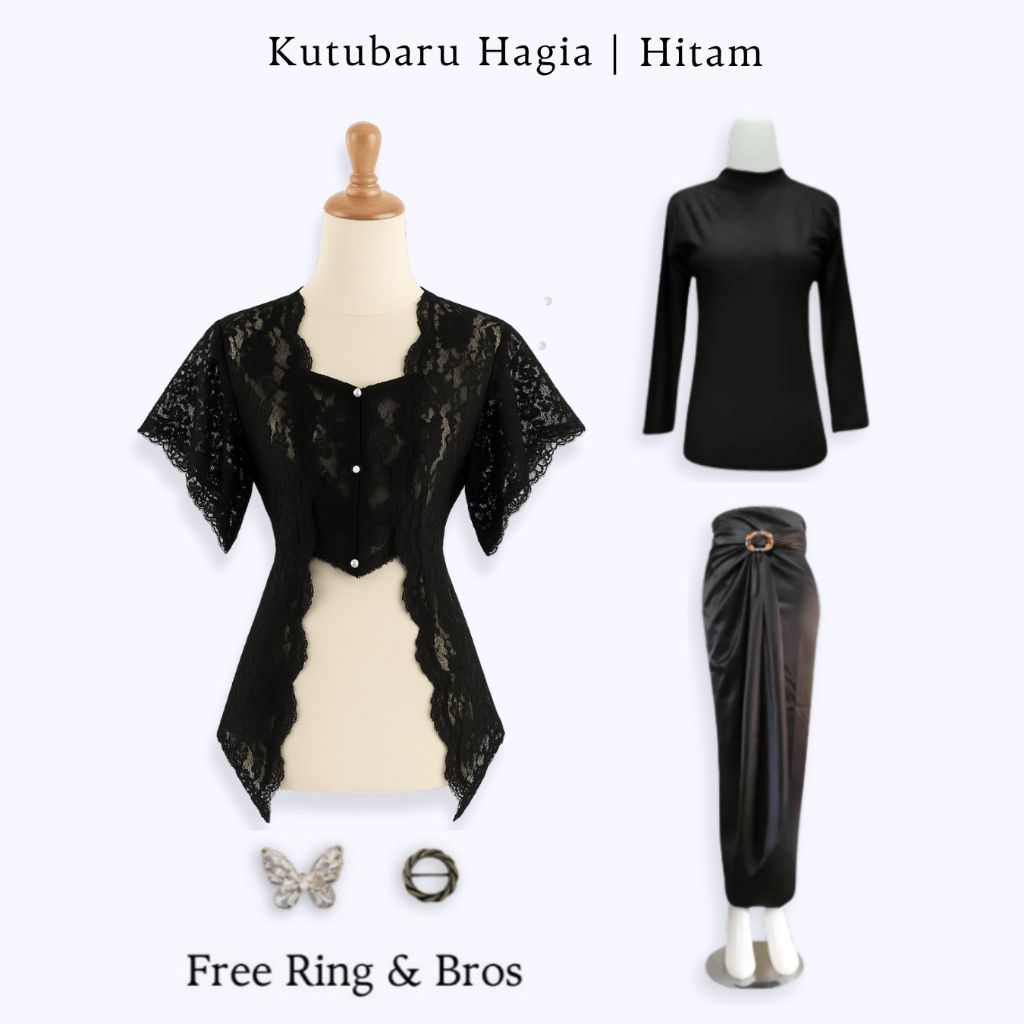 Setelan Kebaya Brukat Kutubaru Modern | Outer + Rok Lilit Kondangan/Wisuda Simpel elegan