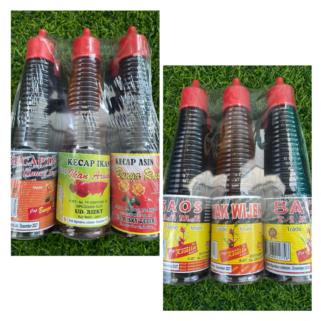 

Paket Hemat isi 6 (Minyak Wijen,Saos Tiram,Raja Rasa,Kecap Ikan,Kecap Asin,Kecap Inggris) 135ML Halal