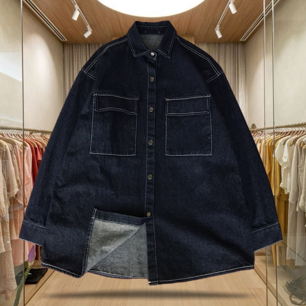 Mens Snap Button Denim Jacket (Blue Indigo)