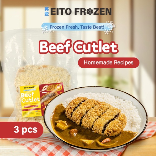 

EITO Frozen Beef Cutlet Katsu - Daging Sapi Balut Tepung Roti Renyah 3 pcs