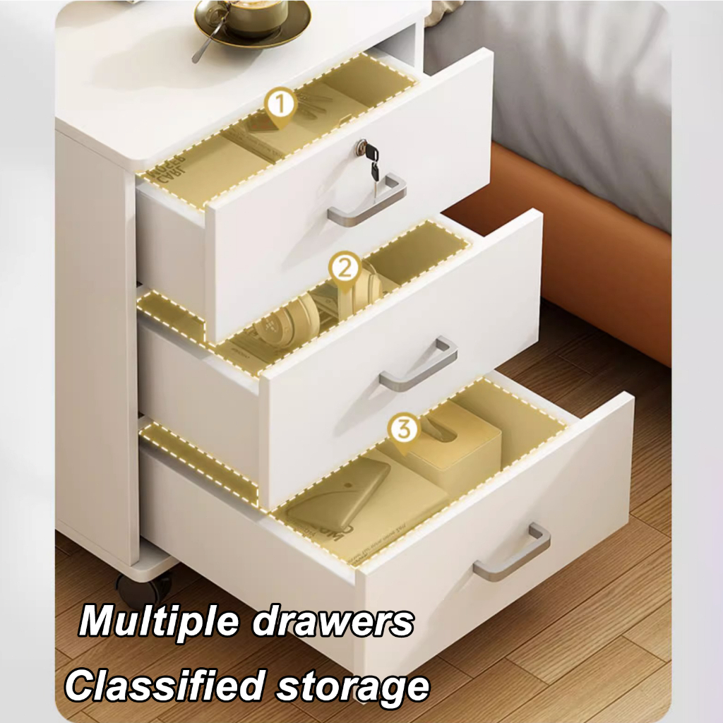 Meja Nakas Bedside Table Dengan Kunci Lemari Laci Penyimpanan Meja Nakas Kayu Meja Kamar Nakas