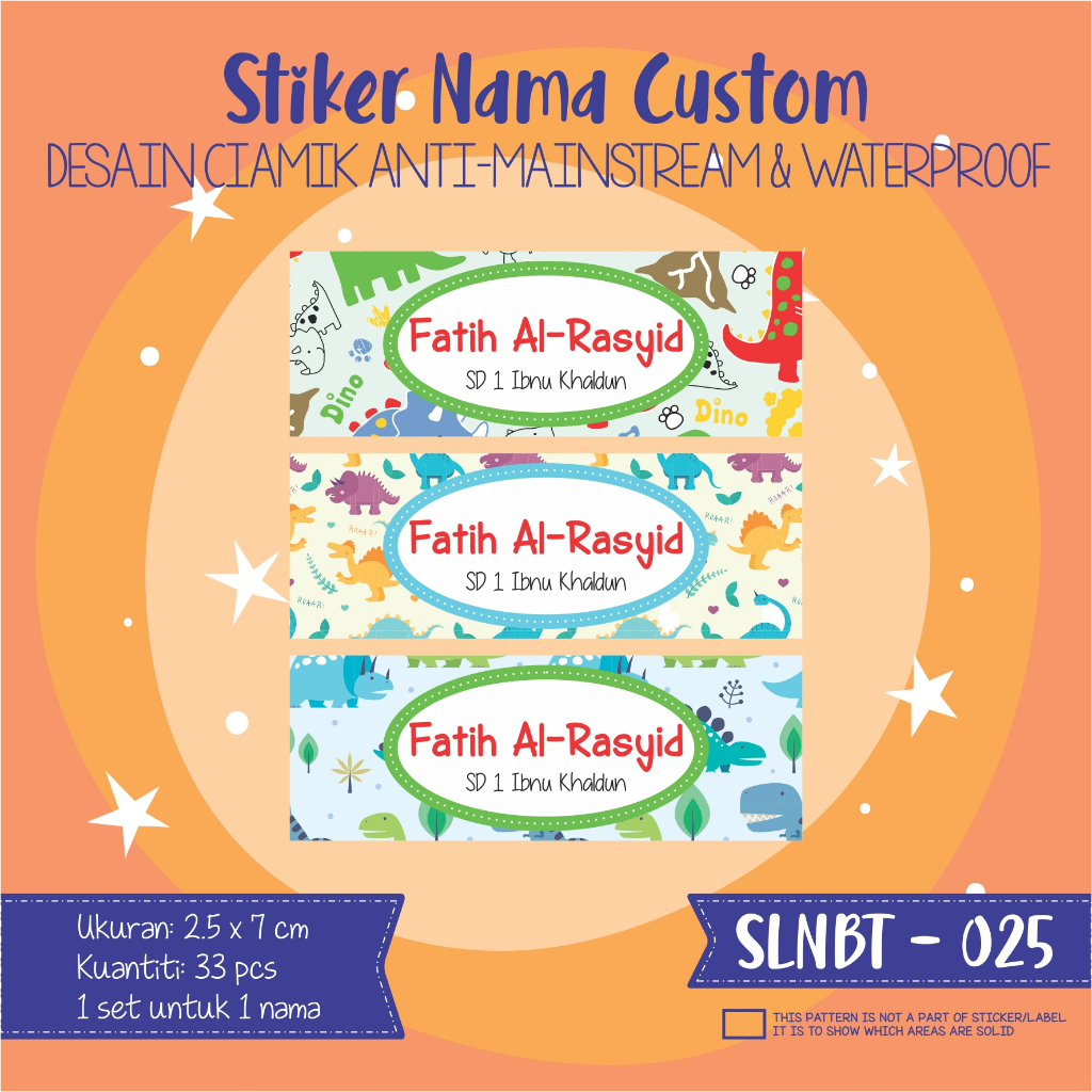 

stiker label nama anak kartun waterproof rainbow animal SLNBT 025