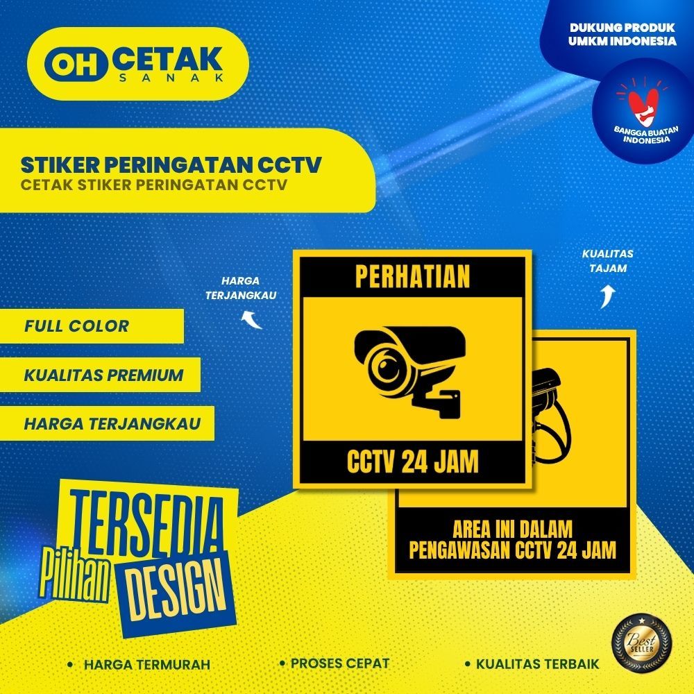 

Stiker CCTV 24 Jam / Akrilik Tahan Lama / Peringatan Keamanan Custom Murah