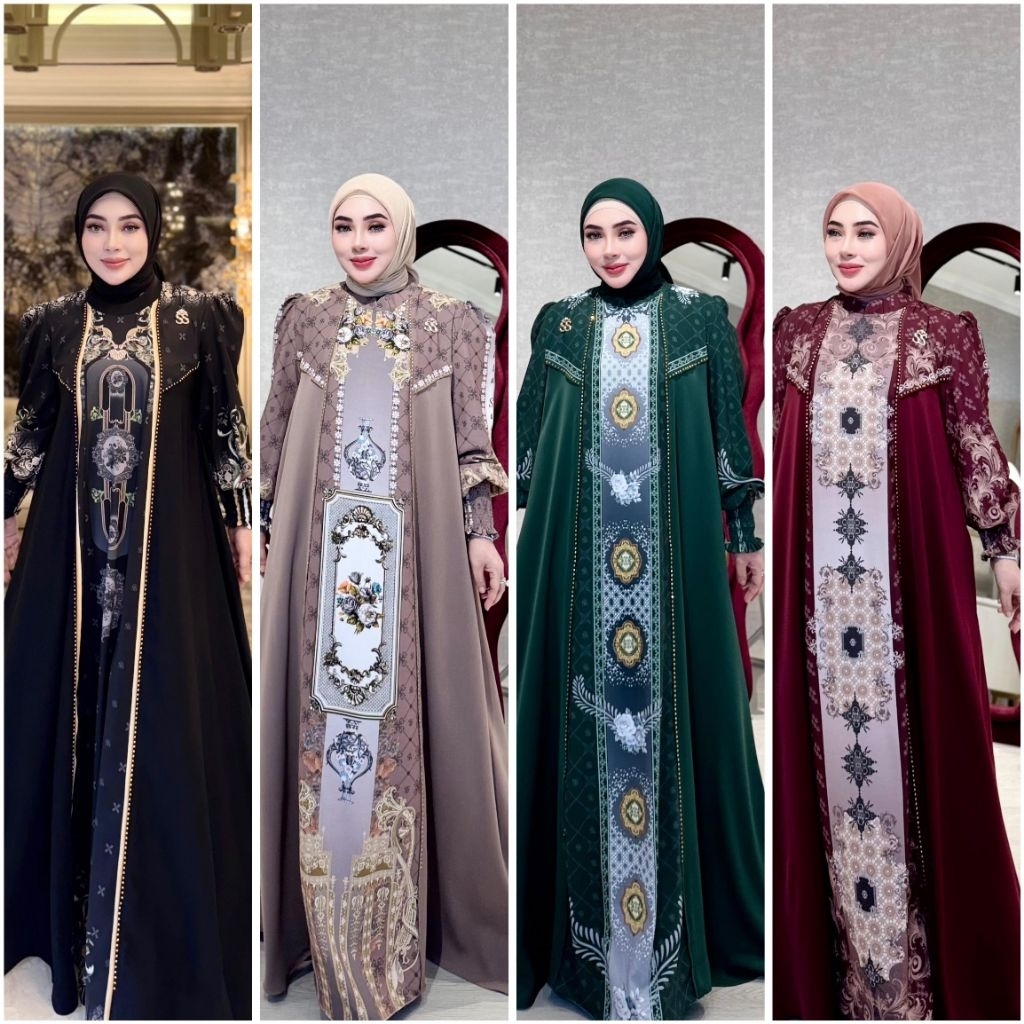 Shellasaukia Dress Abaya Etnik Premium Baju Shellasaukiashop Terbaru Gamis Syar'i Mewah Hijabchic Bu