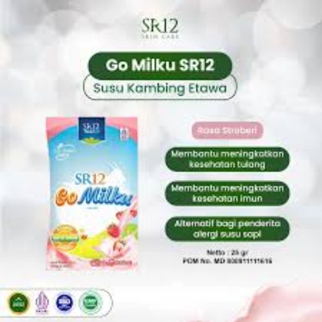 

Susu Kambing SR12 GO Milku Strawberry 25gr | 1 Sachet | Susu Etawa Halal & BPOM