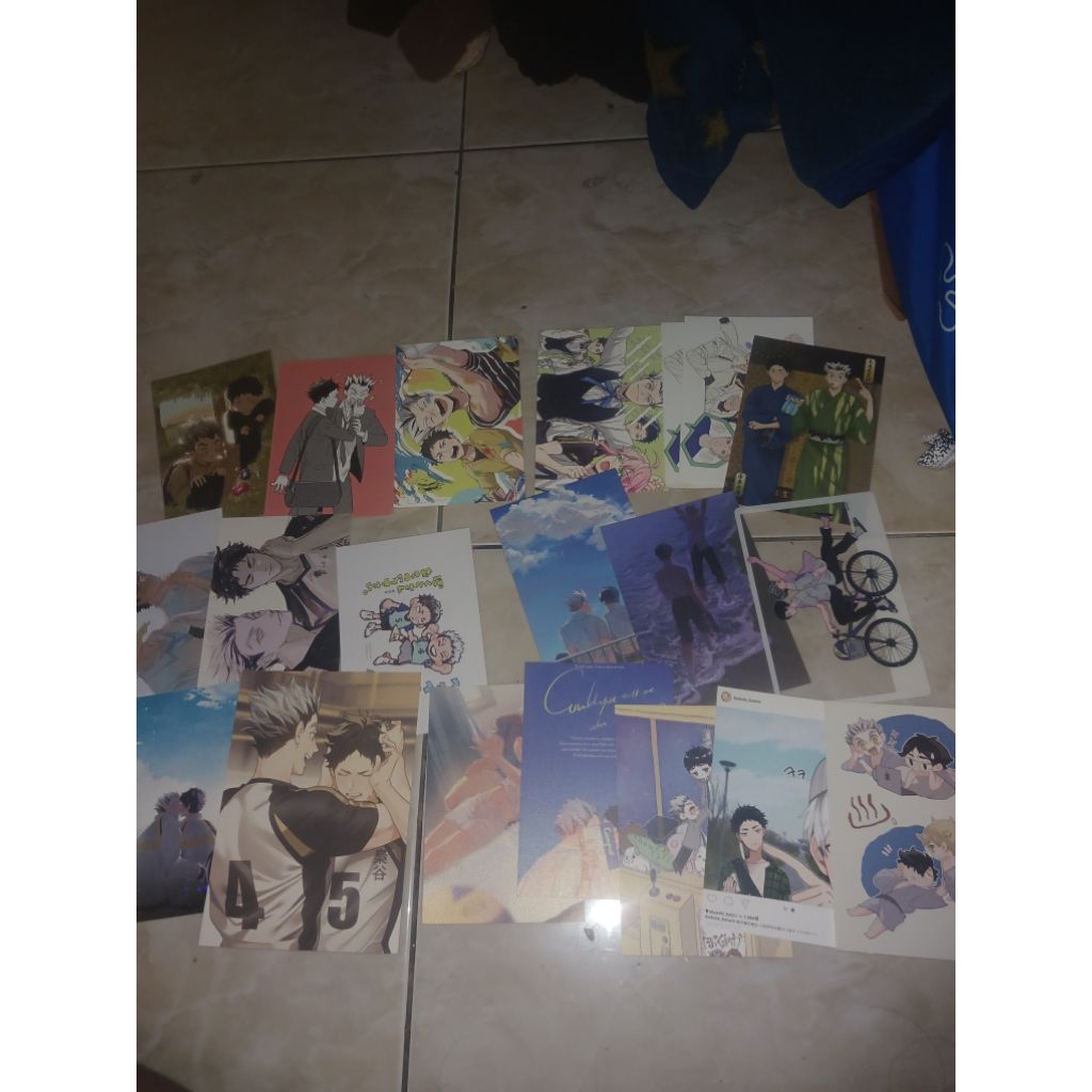 poscard / postcard bokuaka (bokuto dan akashi) fan art dan official
