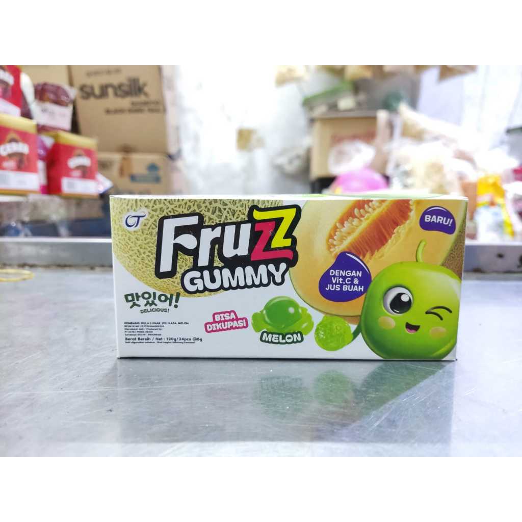 

Permen Fruzz Gummy 1 Box isi 24 Sachet Rasa | Melon Permen Fruzz Candy Murah Promo