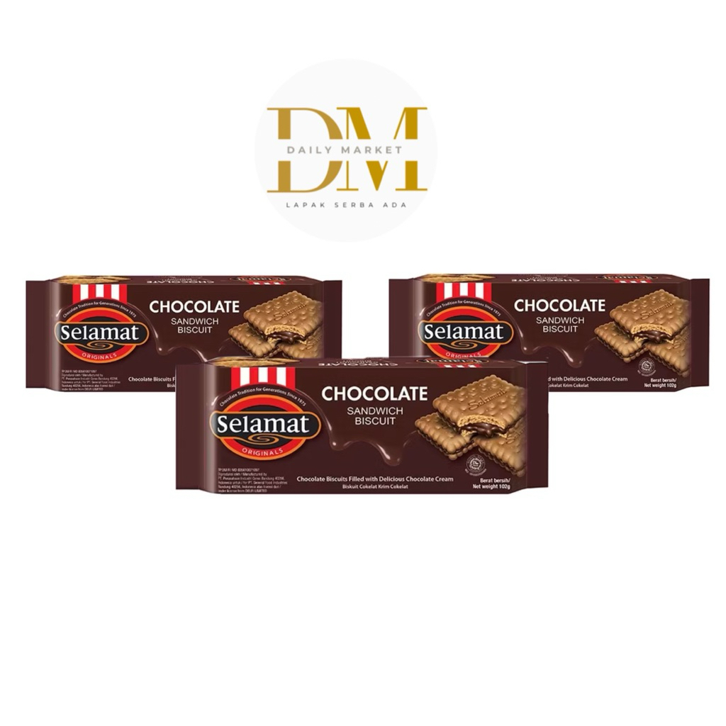 

Selamat Chocolate Sandwich Biscuit 102gr/ Sandwich Biscuit Selamat/ Kue Selamat