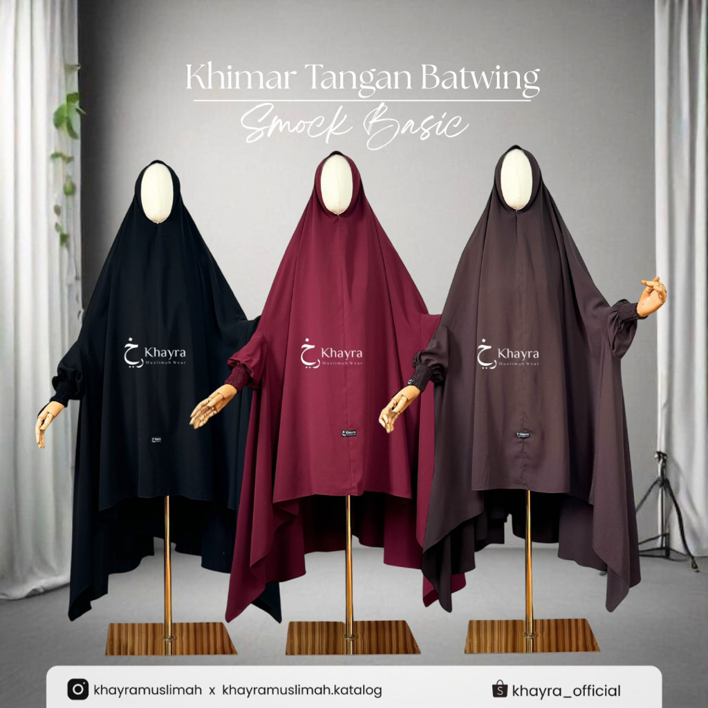 KHIMAR TANGAN BATWING SMOCK BASIC BY KHAYRA MUSLIMAH