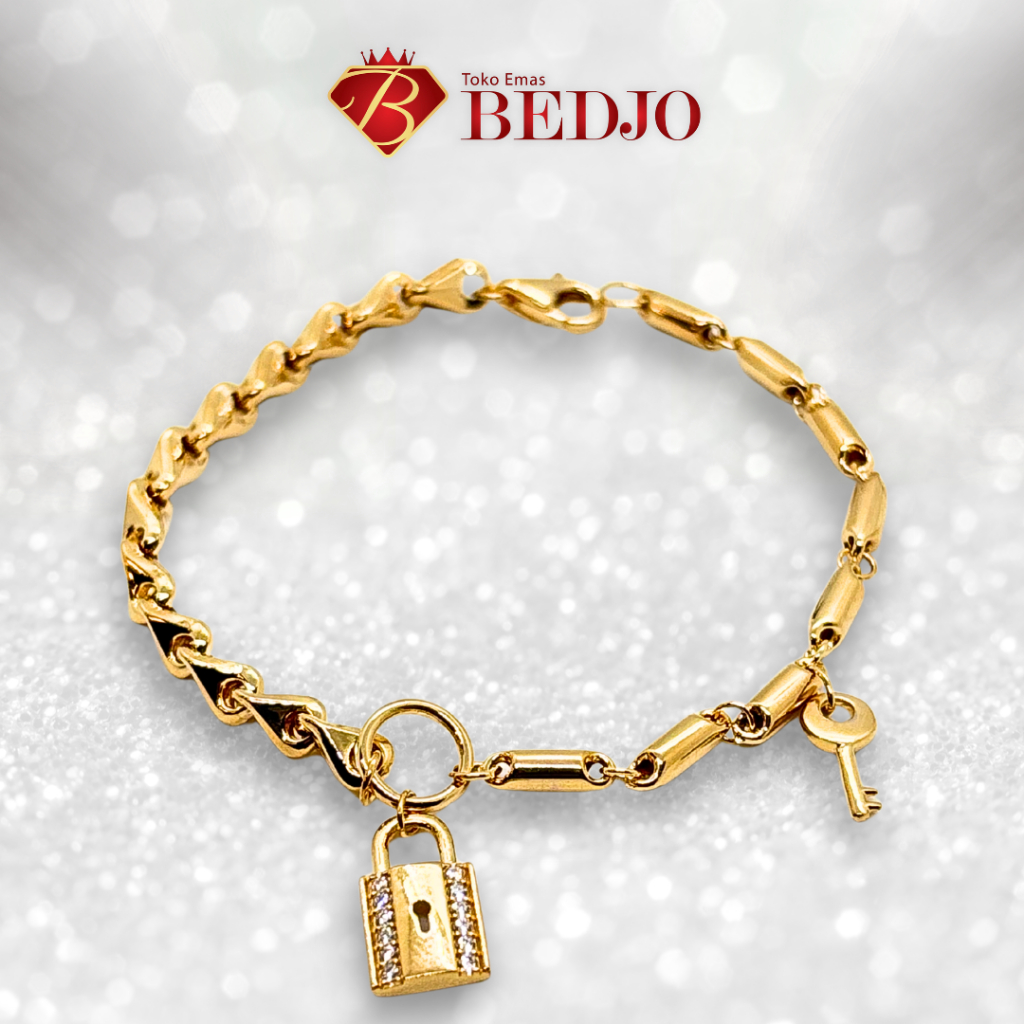 Gelang Emas Rantai Motif Kunci Gembok | Perhiasan Emas Gelang Rantai | Jewelry Bracelet Key Padlock