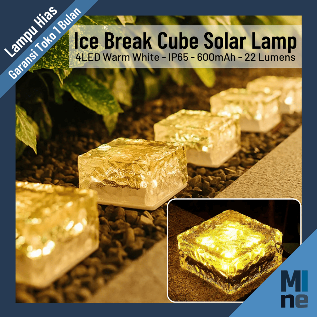 Lampu Taman Hias Tanam Ice Brick Solar Water LED 4.5V Warm Light Lampu Outdoor Es Batu