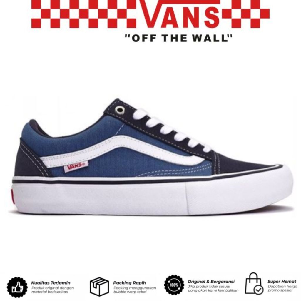 Sepatu Vans Old Skool Pro Navy White