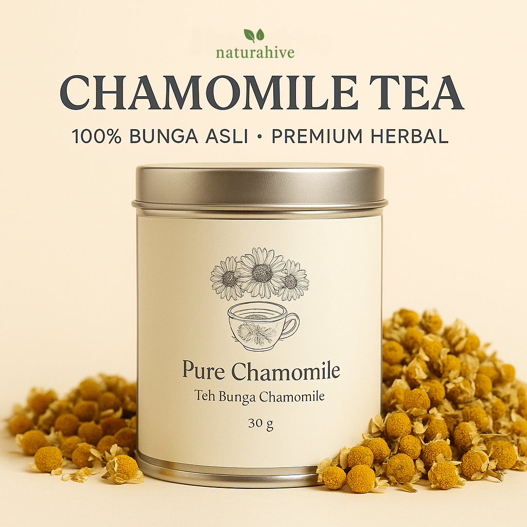 

Naturahive Teh Chamomile - Pure Chamomile – 100% Bunga Kering Asli | Tidur Nyenyak & Relaksasi 30g