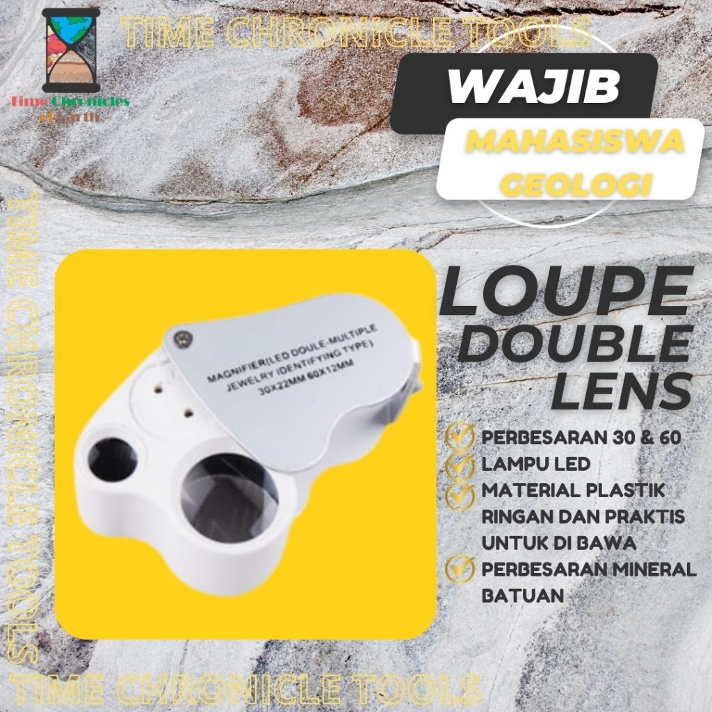 LOUPE GEOLOGI DOUBLE LENS 30X & 60X + LED LIGHT