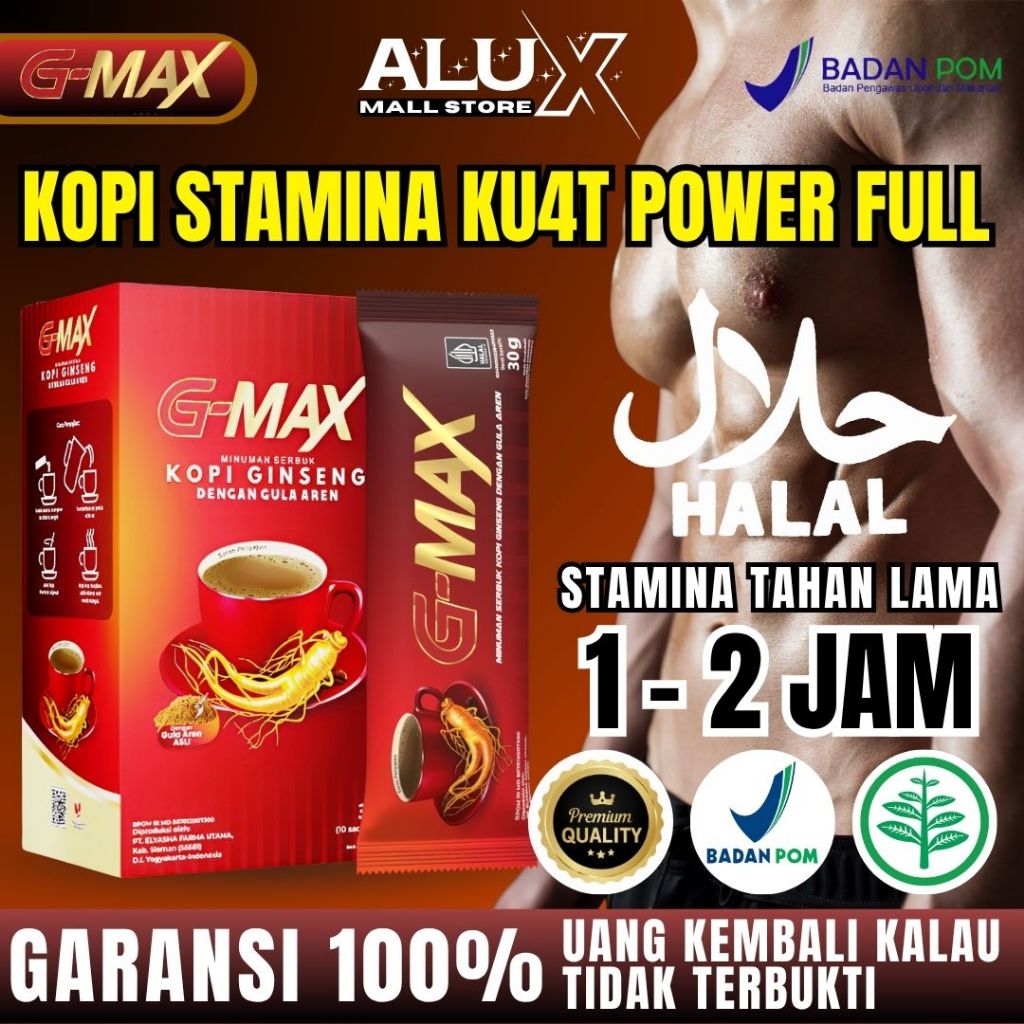 

Kopi Gmax Kopi Stamina Tahan Lama Ekstrak Gingseng 1 box (10 sachet)