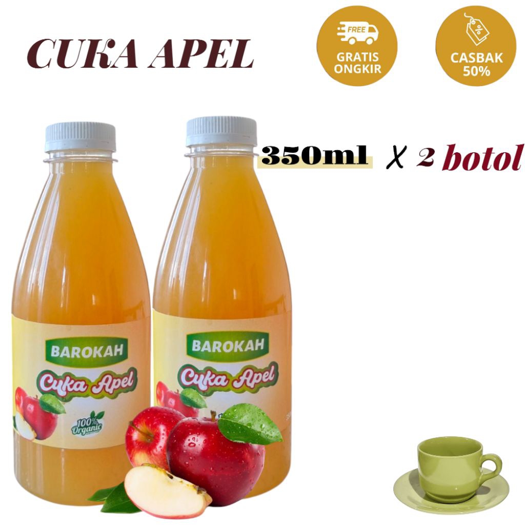 

Cuka Apel Asli Organik Sehat Alami 100% Terbaik Paket 2 Botol Isi @ 350ml Per Kemasan