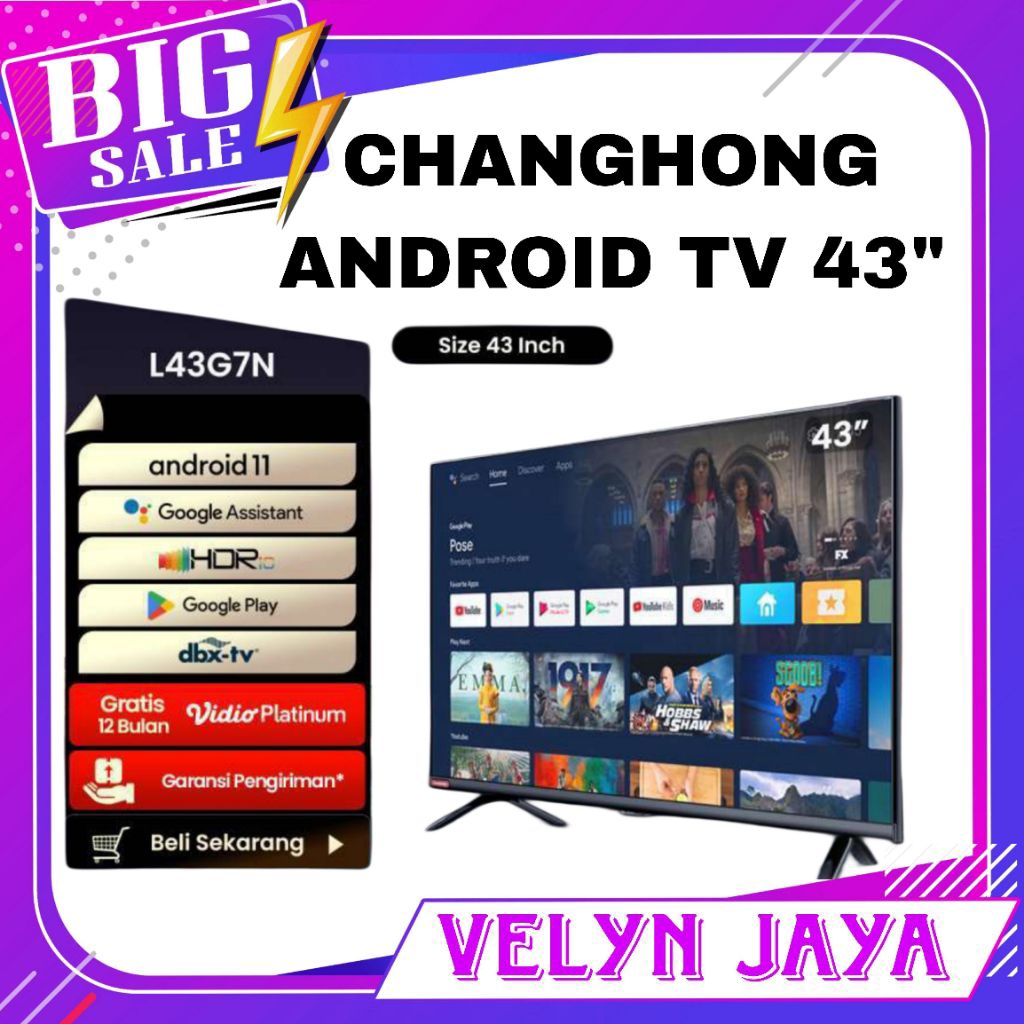 Tv android changhong 43 inch android tv murah 43 inch changhong