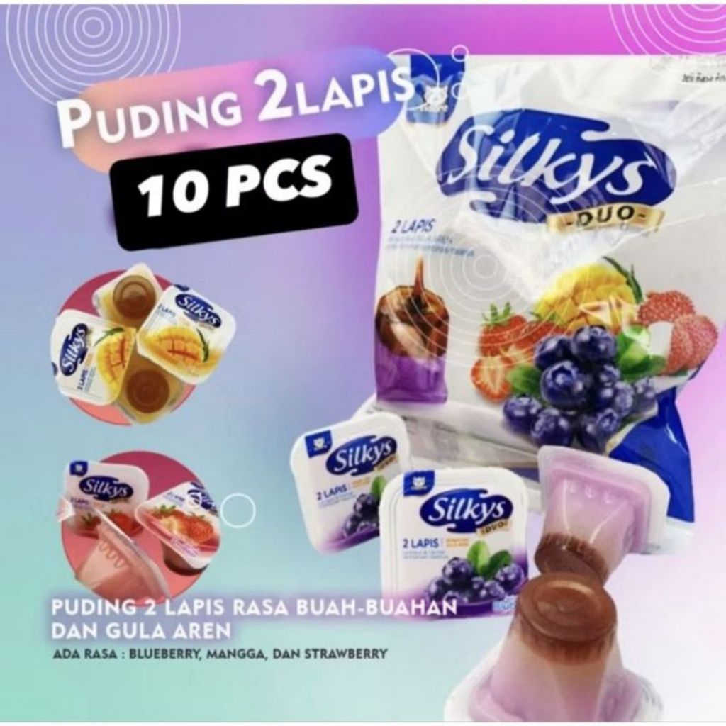 

40pcs (4pack) Jelly Silkys Duo Puding 2 Lapis Aneka Rasa dan Gula Aren Dikirimkan Mix Rasa Jeli Pudding Food Makanan