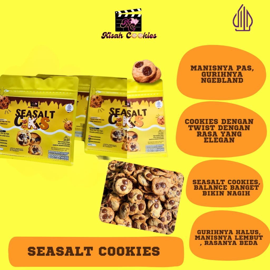 

SEASALT COOKIES/cemilan/cookies/coklat/kering/crunchy KEMASAN 80g