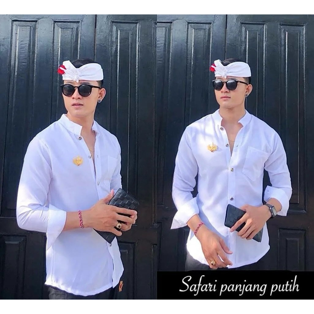Atasan pria - safari moscrepe lengan panjang - safari bali kece