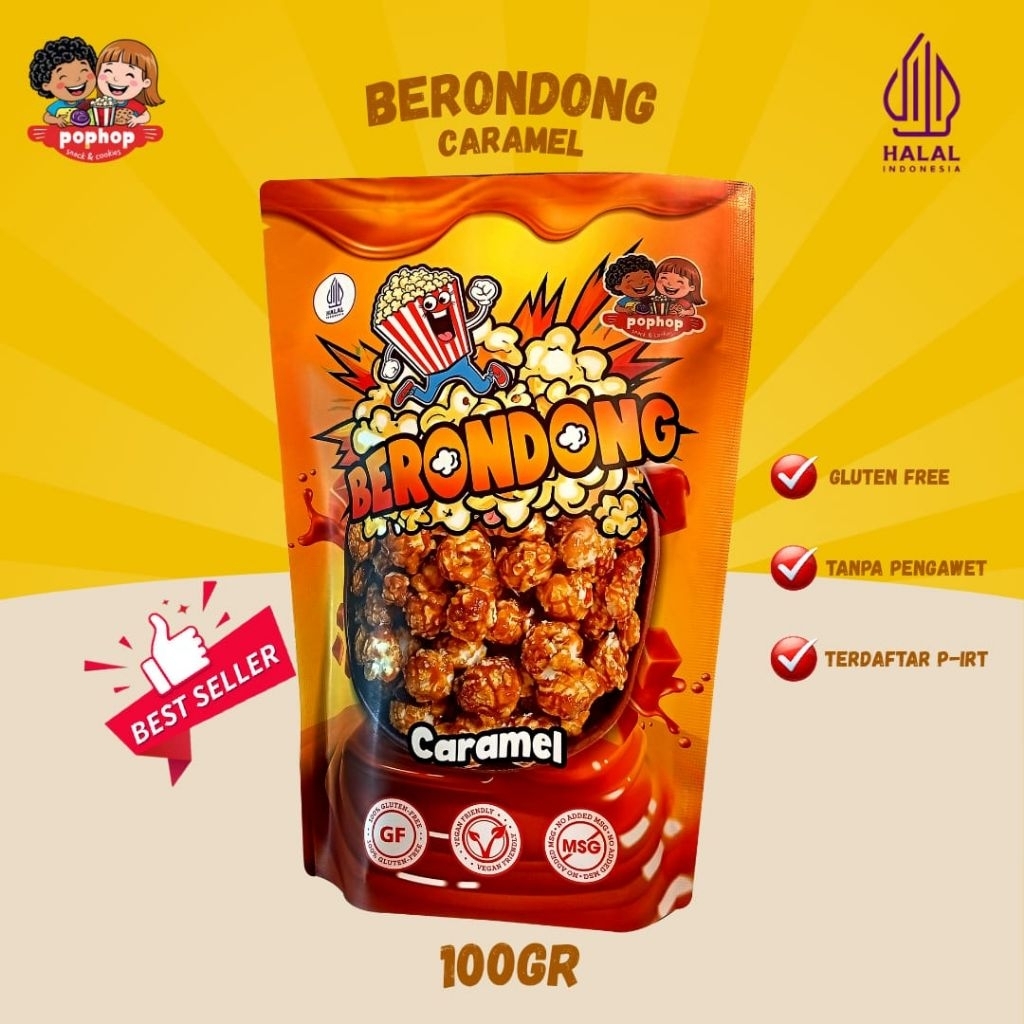 

CARAMEL POPCORN 100gr - PopHop Berondong / Camilan Manis Caramel Crispy Popcorn Jagung Sehat