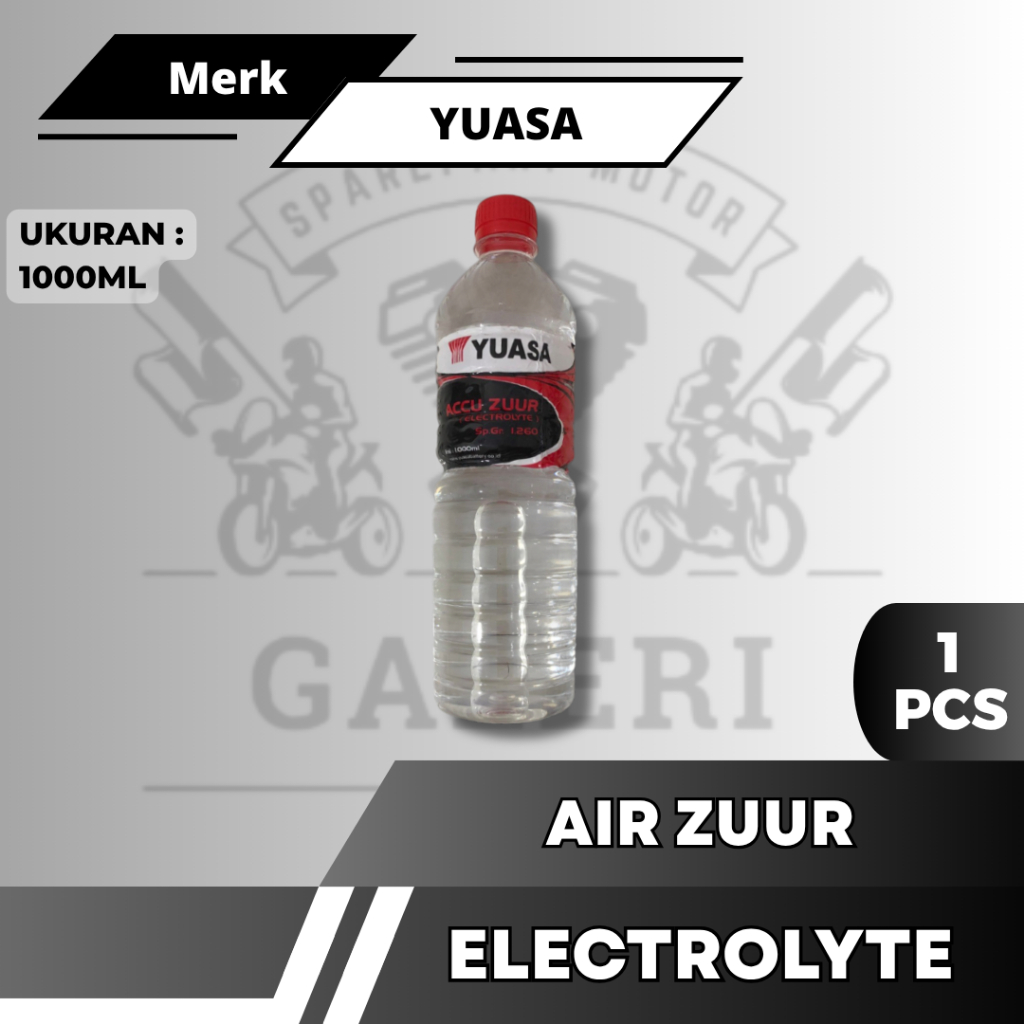 Air Zuur Air Aki Zuur Accu Electrolyte Kemasan Botol Merah 1000mL Original YUASA
