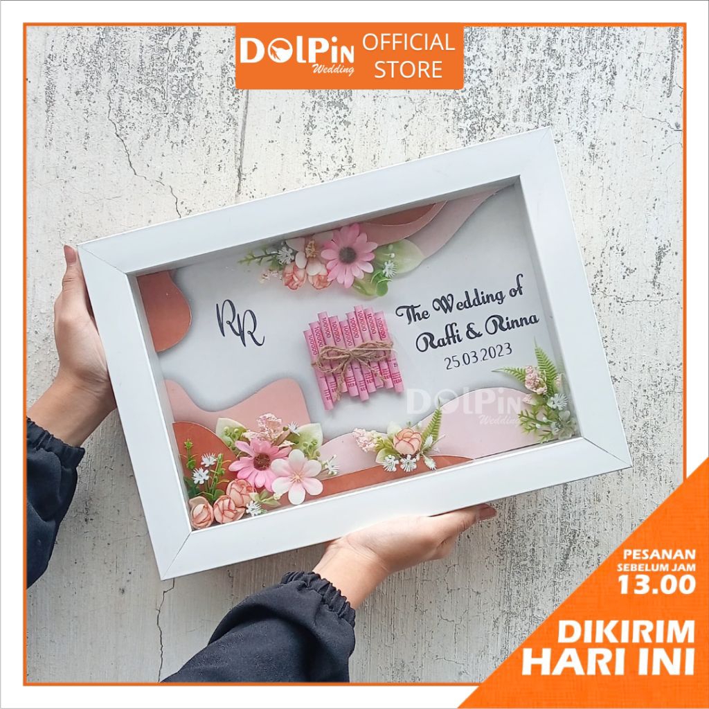 Bingkai Frame Mahar Uang dan Logam Mulia untuk Kado dan Seserahan Pernikahan P.MHR.PTH5