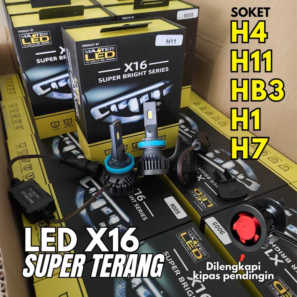 LAMPU LED MOBIL X16 H4 H11 H7 H1 H16 SUPER TERANG ORIGINAL MASTER LED