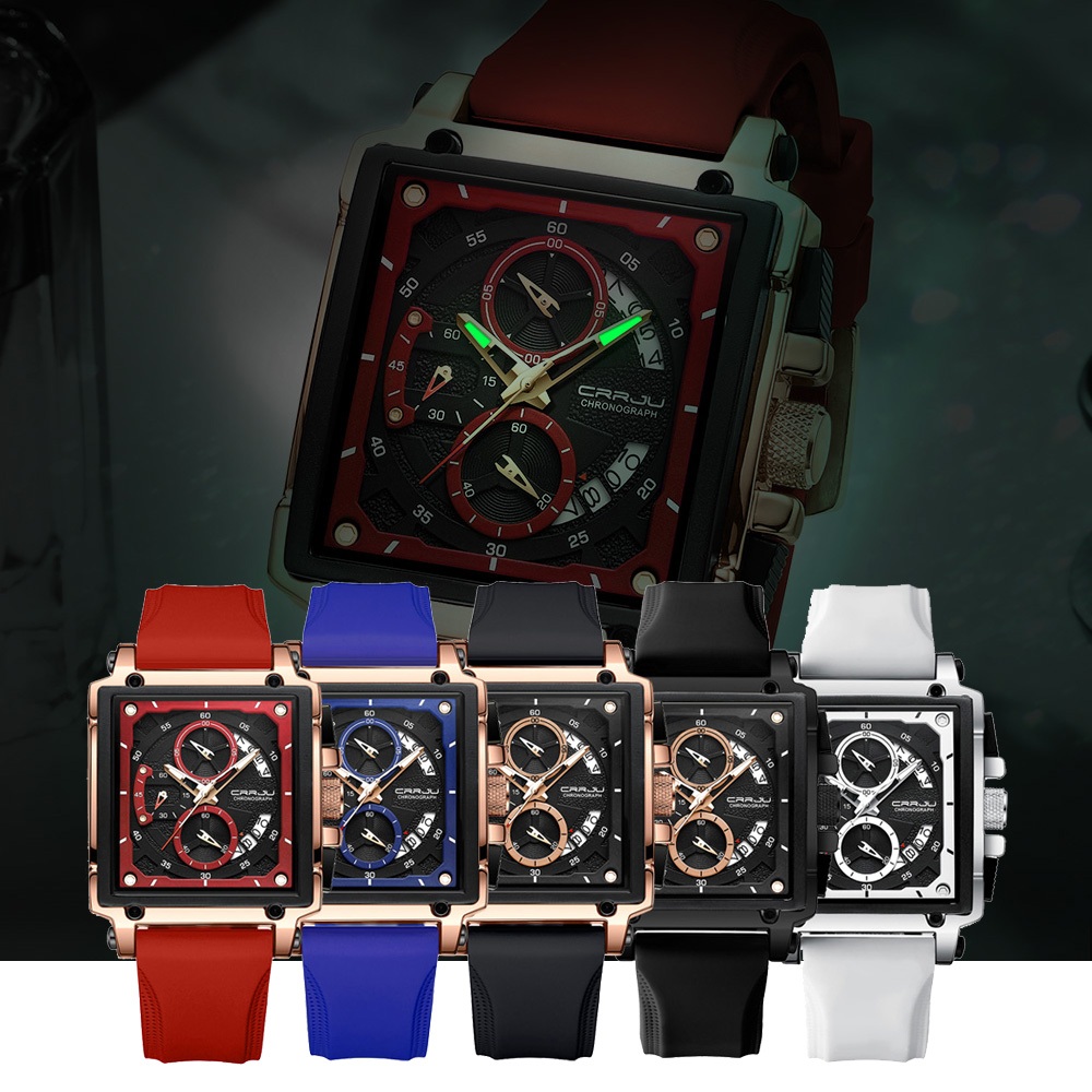 original crrju jam tangan pria original multi fungsi terbaru anti air kronograf bercahaya jam tangan