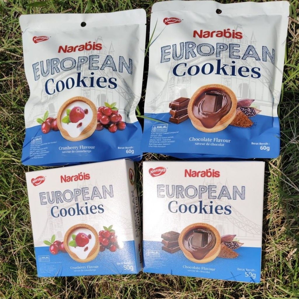 

Naraya Narabis European Cookies 50gr 60gr / cookies rasa coklat cranberries halal