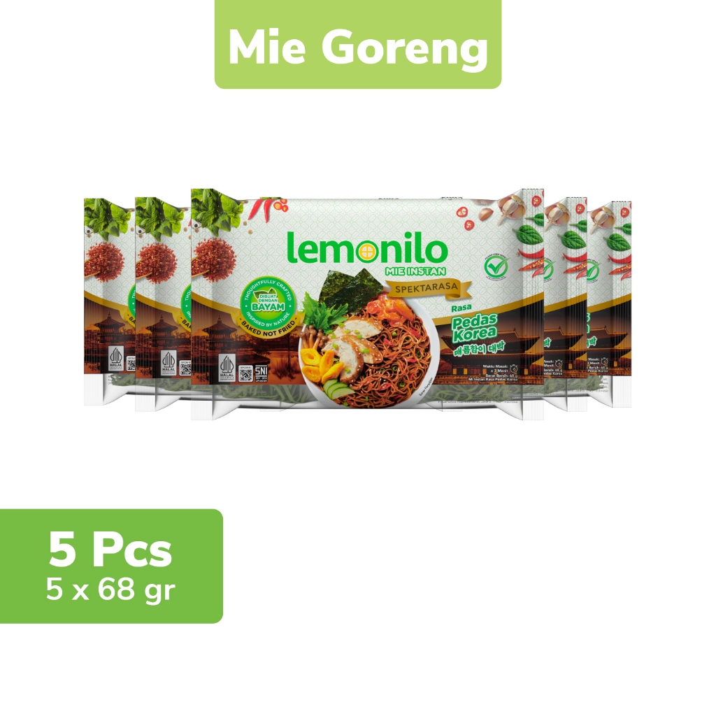 

5 Pcs Lemonilo Mie Instan Goreng Pedas Korea 68g