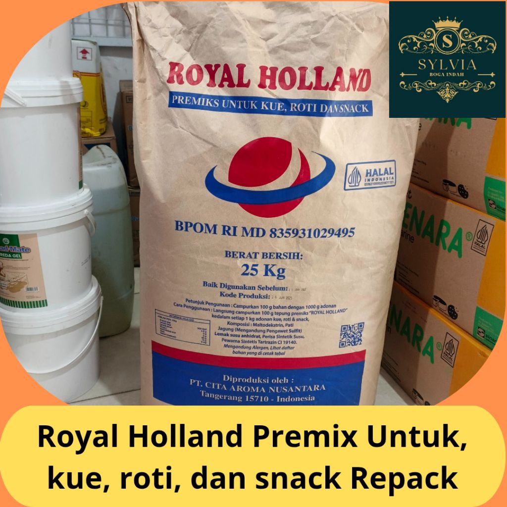 

Royal Holland Premix untuk cake, roti, snack 250 gr Repack