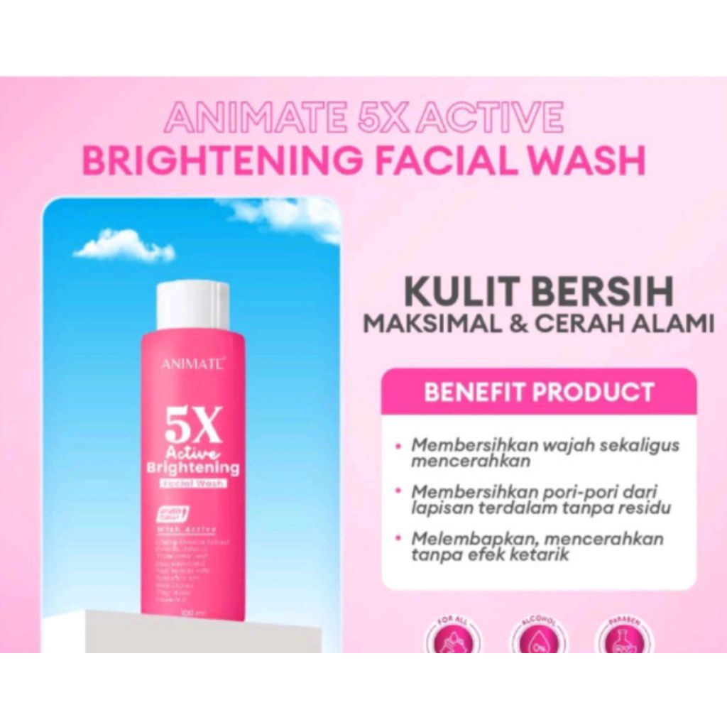 ANIMATE INSTAN WHITENING SERIES 5IN1 1PAKET SKINCARE ORI BPOM PINK