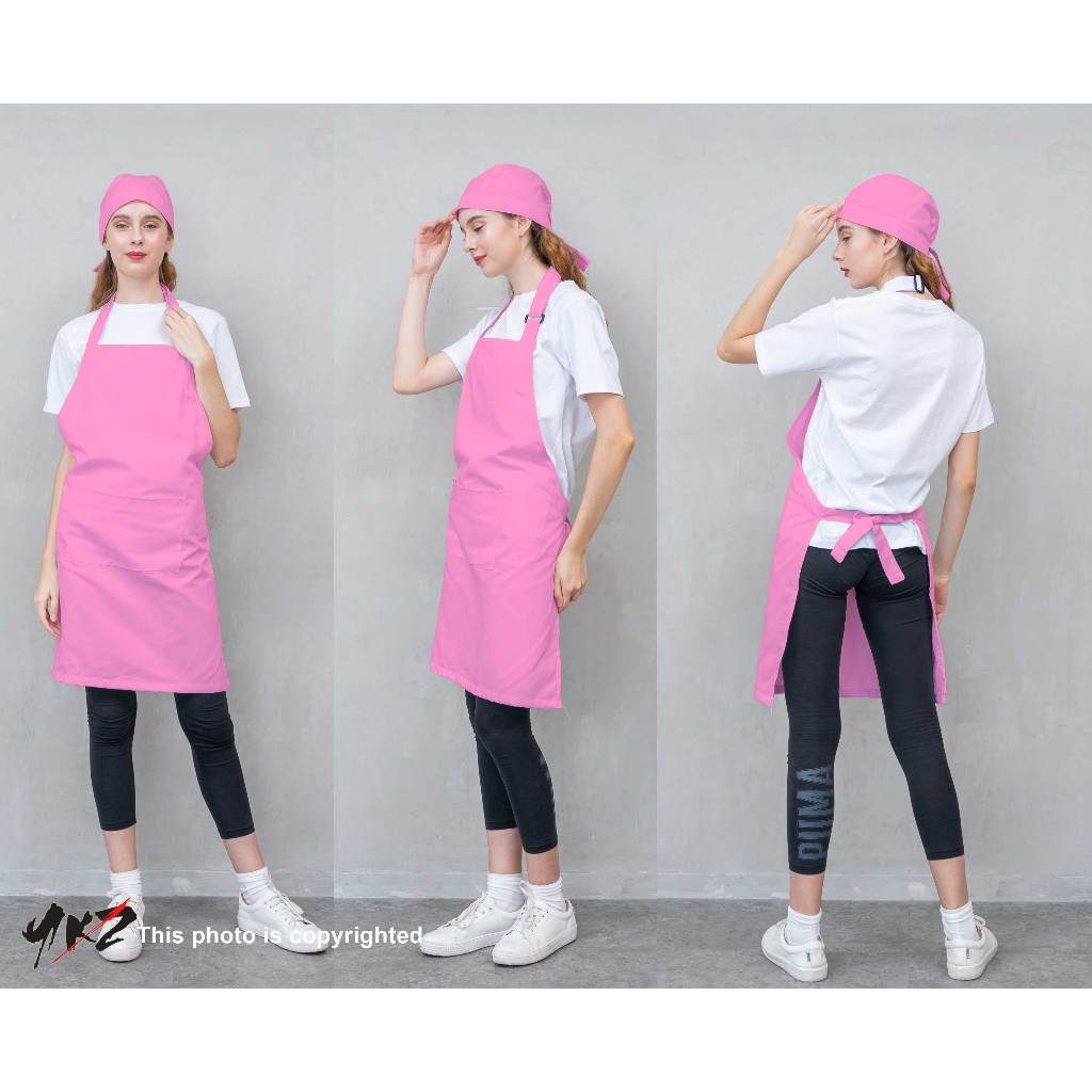 <apron>apron barista / celemek barista / apron chef / apron polos warna pink