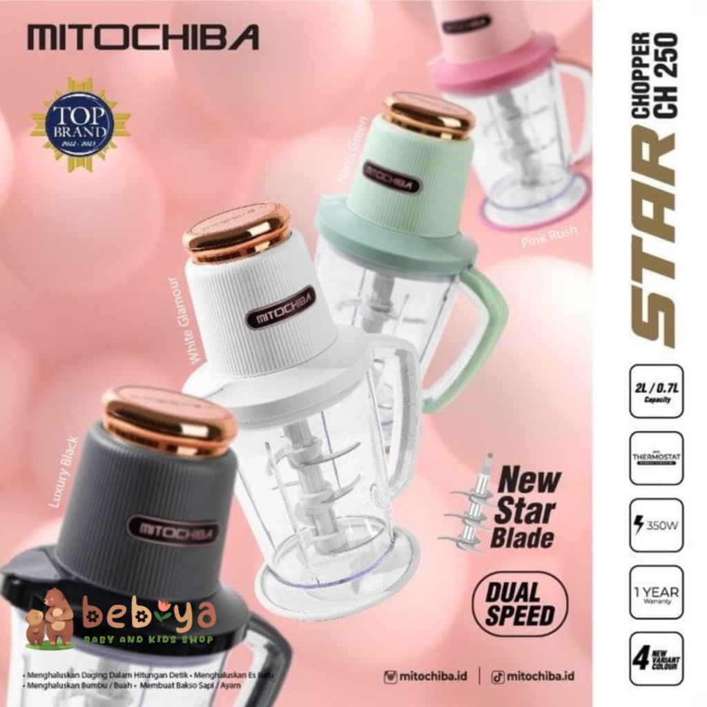 Mitochiba Star Chopper CH 250 2 Liter Alat Penggiling Daging Penghalus Bumbu MPASI Juicer Blender